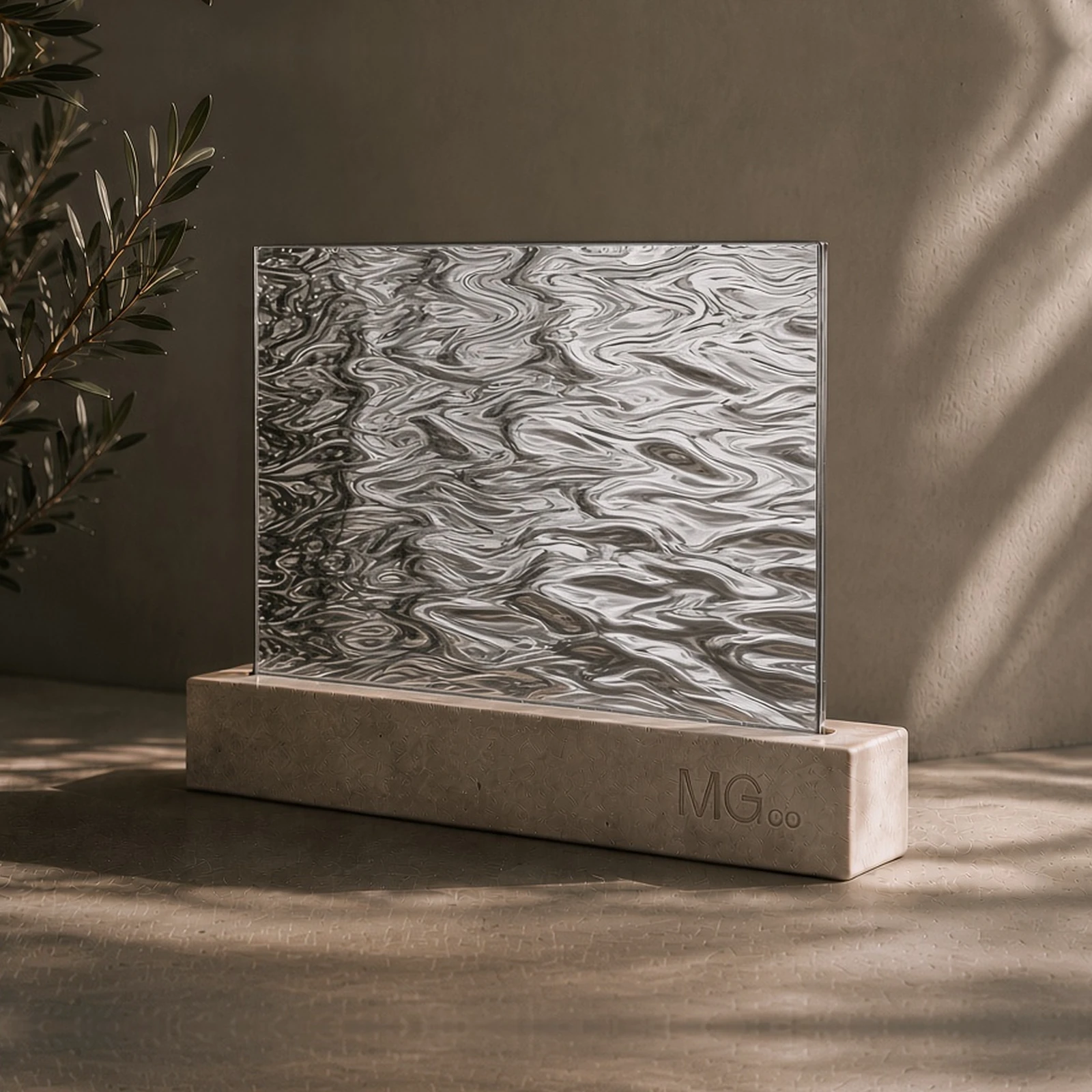 Silver Contora textured mirror sample
