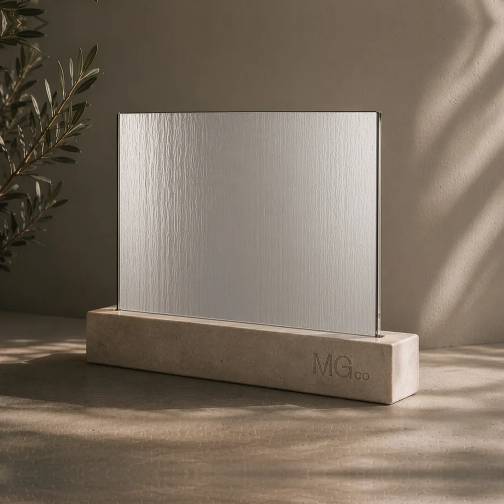 Silver Cotswold textured mirror sample