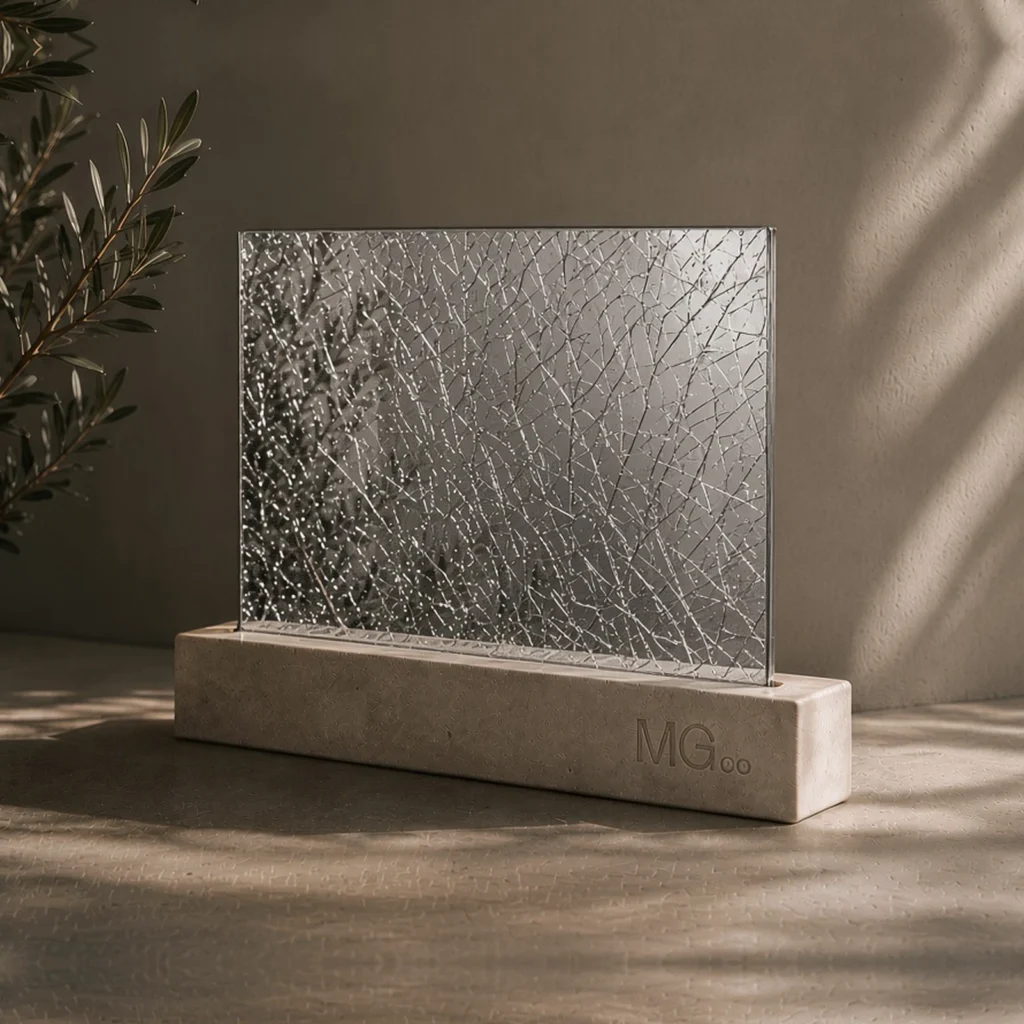 Silver crackle mirror sample
