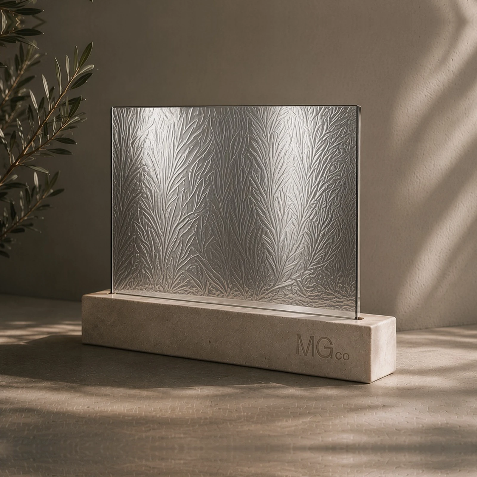 Silver Everglade textured mirror sample