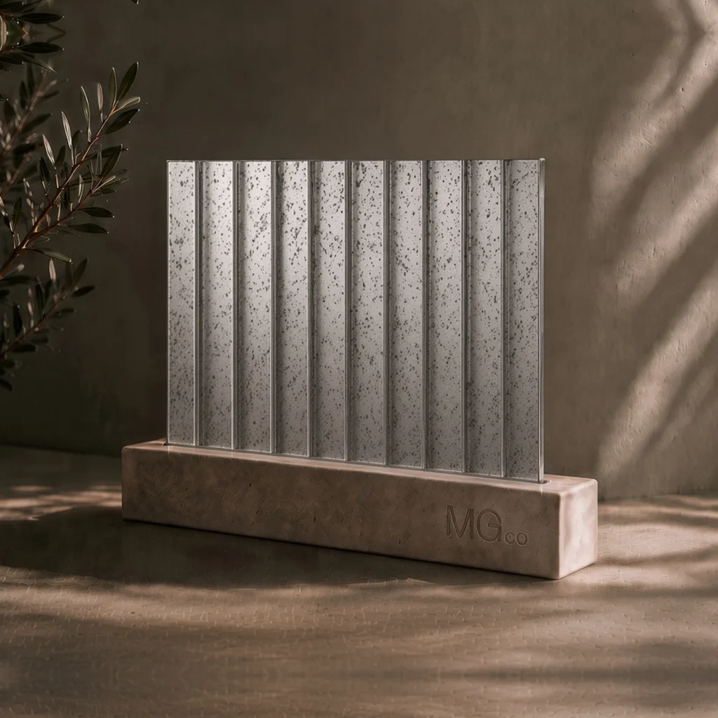 Silver 12mm reeded speckle antique mirror sample