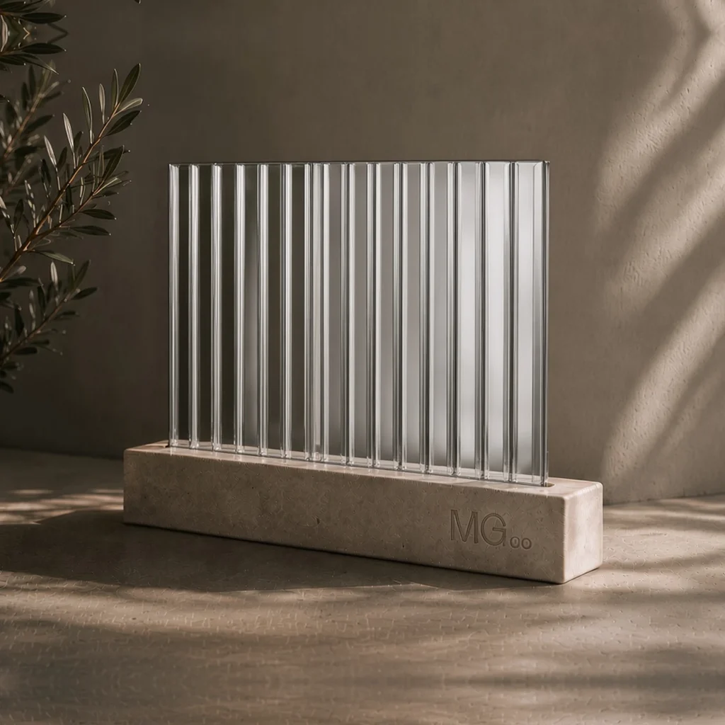 Silver 12mm reeded mirror sample