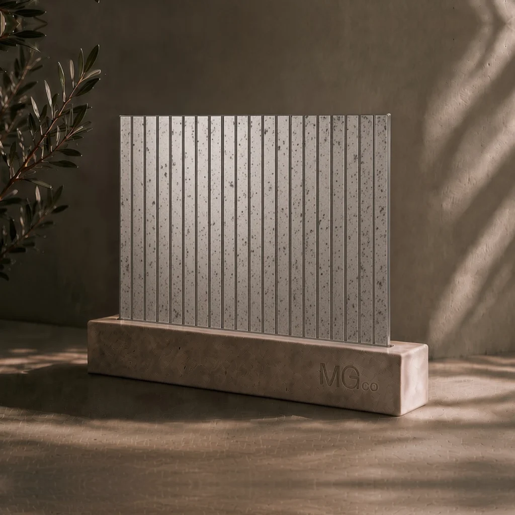 Silver 5mm reeded speckle antique mirror sample