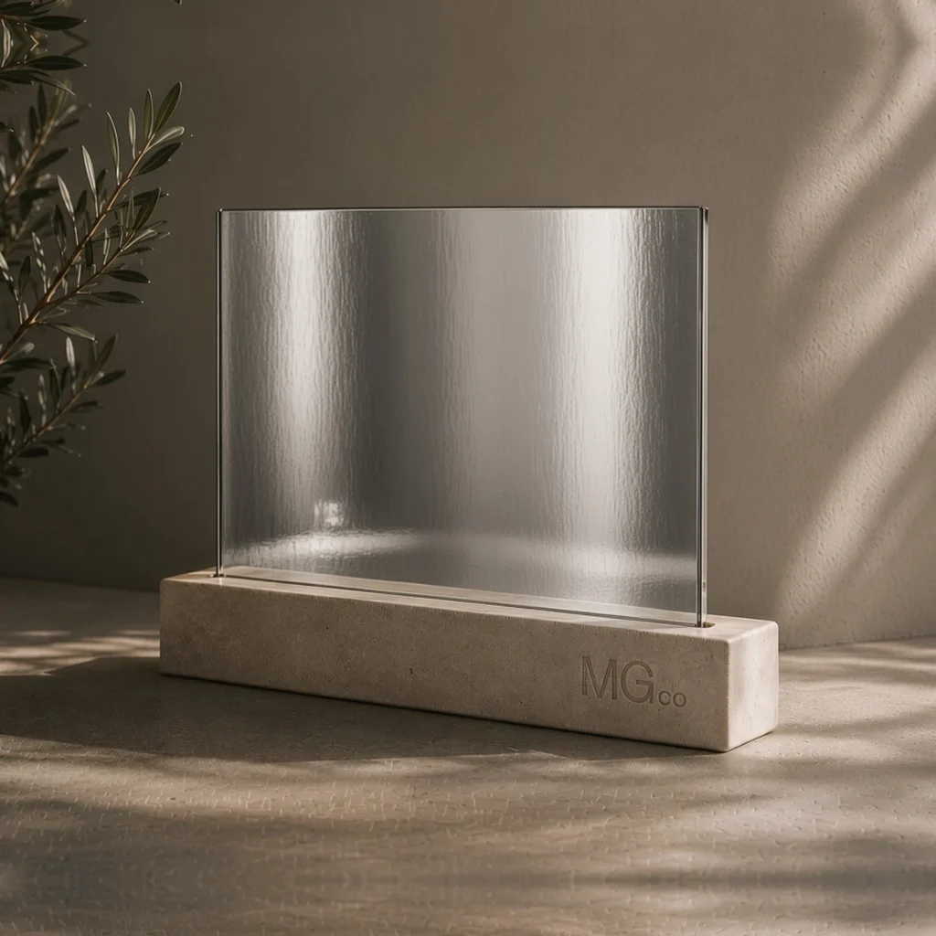 Silver satin mirror sample