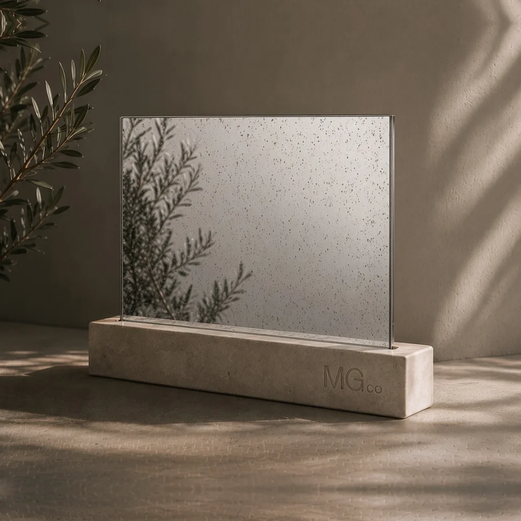 Silver speckle antique mirror sample