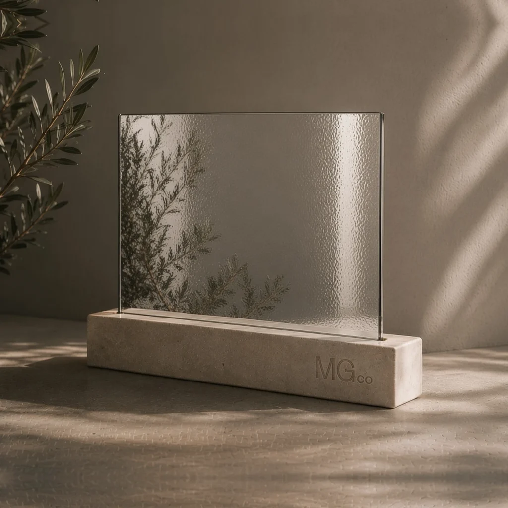 Silver Stippolyte textured mirror sample