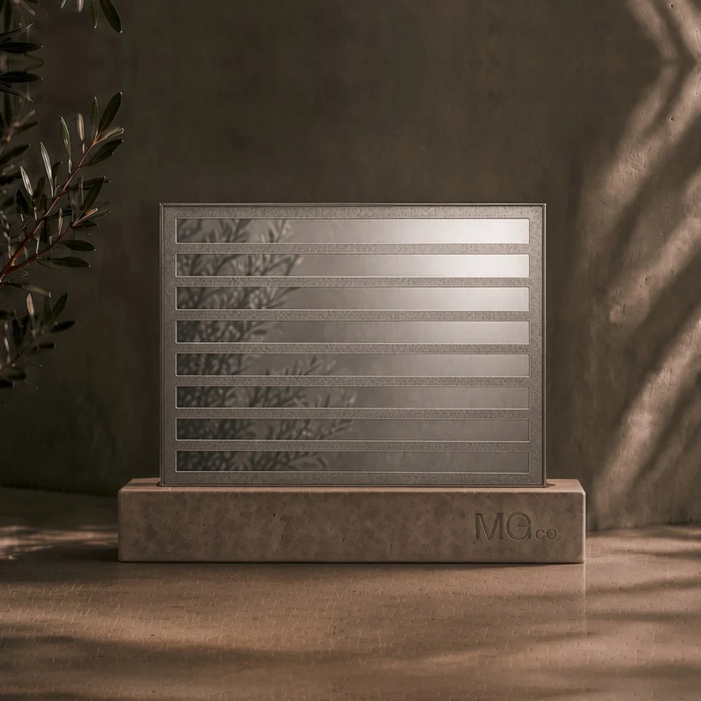 Silver stock antique mirror with back-frosted design sample