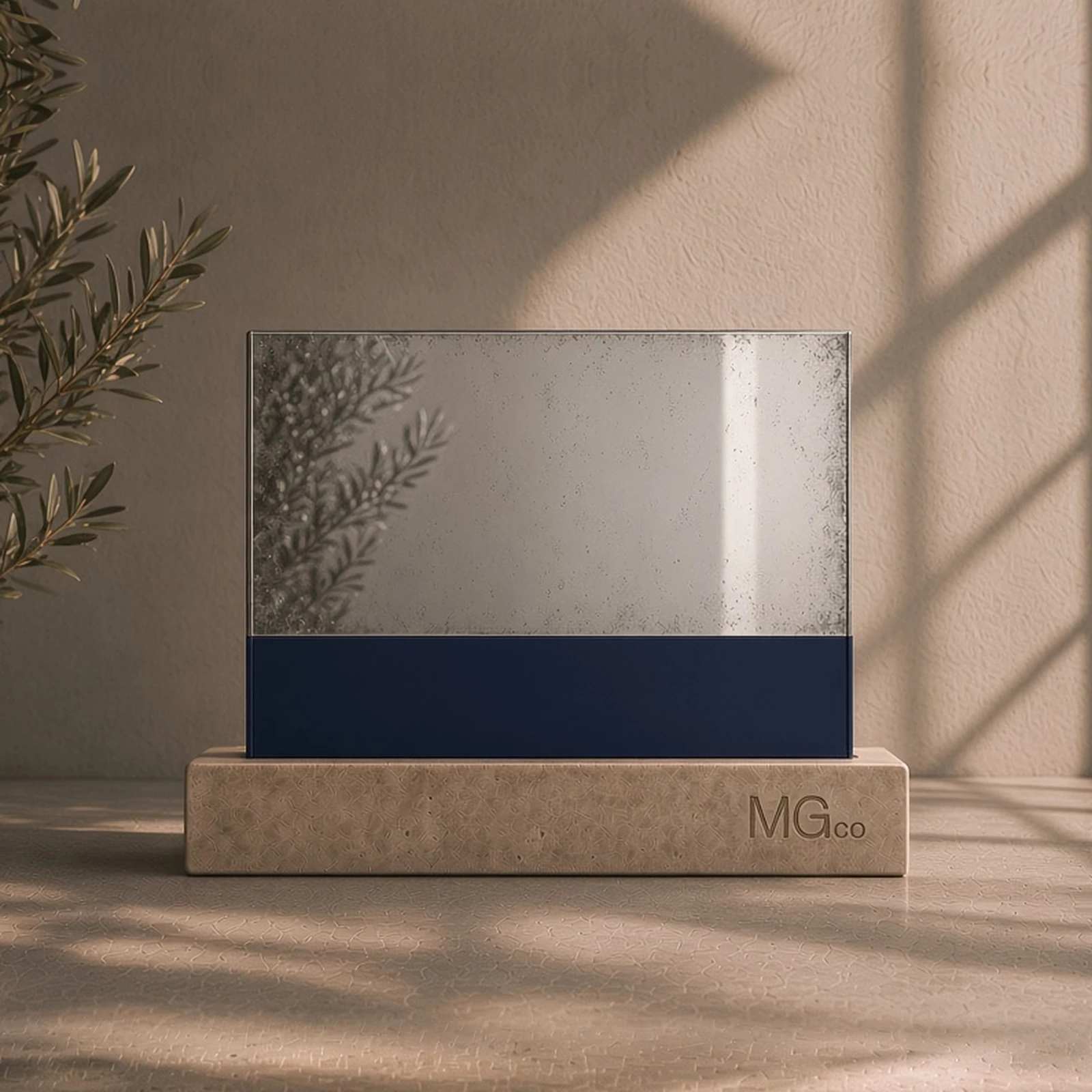 Silver stock antique mirror with back-painted colour sample